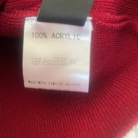 Red Button-Front Cardigan Sweater with Gold Accents - Picture 4 of 4